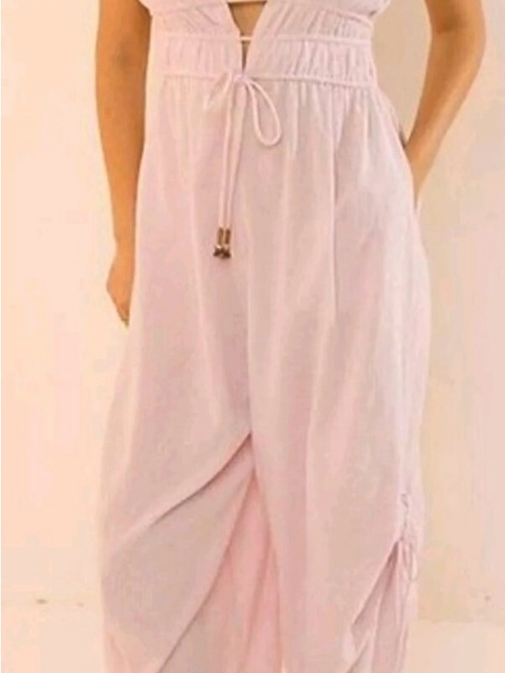 Light Pink Women's Jumpsuit with Drawstring Waist